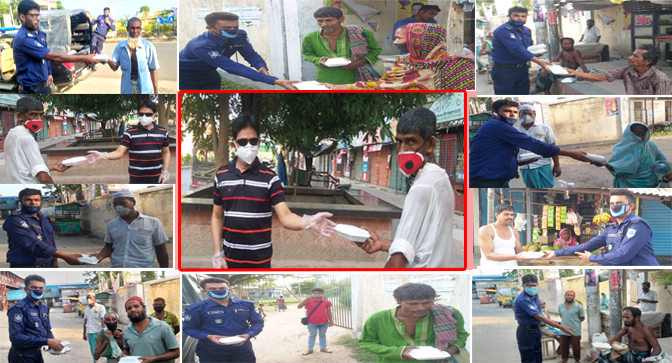 অসহায় রোজাদার মানুষের মাঝে ইফতার বিতরণ করে বেনাপোল পোর্ট থানা পুলিশ