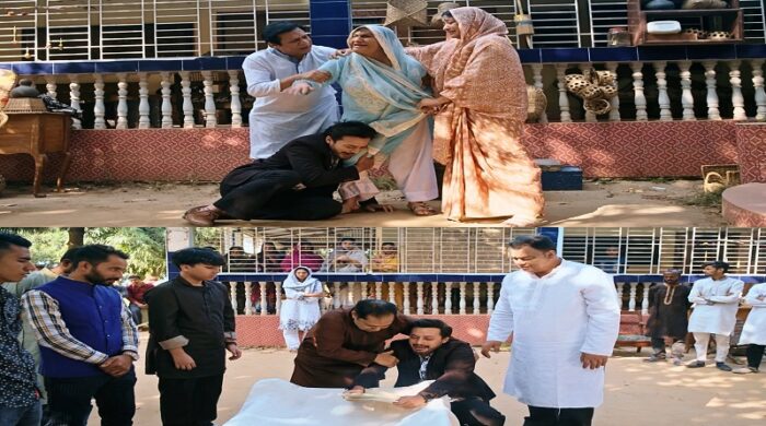 এটা আমাদেরই গল্প’ সিরিজের ৫০তম পর্বের পোস্টার এবং মা-বাবার প্রতি শ্রদ্ধার একটি দৃশ্য।