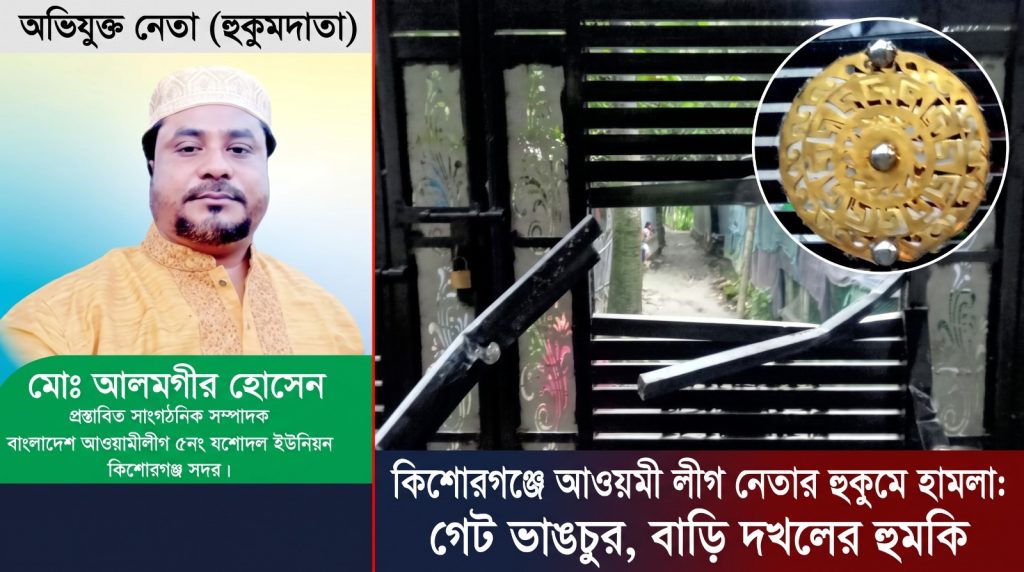 কিশোরগঞ্জে আওয়ামী লীগ নেতার বিরুদ্ধে বসতবাড়ি ভাঙচুরের অভিযোগ